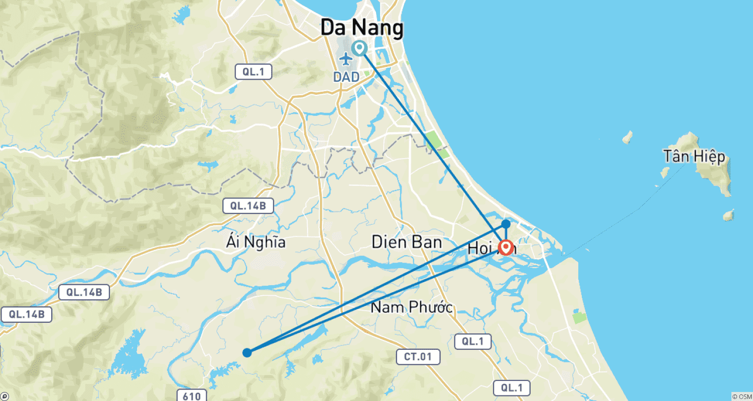 خريطة مسار Da Nang-Hoi An Tour