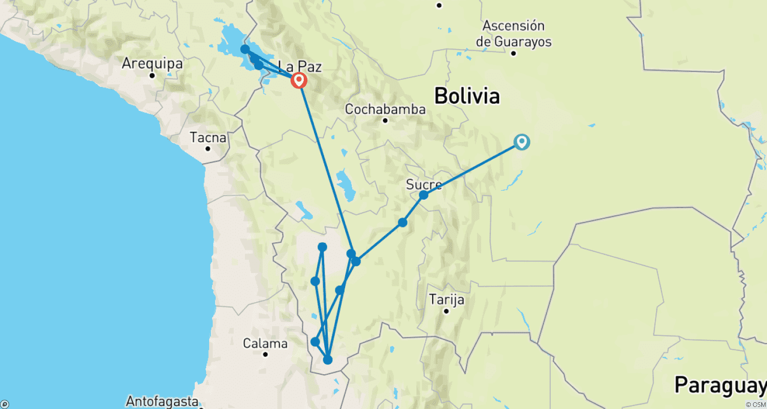 Mapa trasy: MARZENIE O BOLIWII: Wycieczka Fotograficzna
