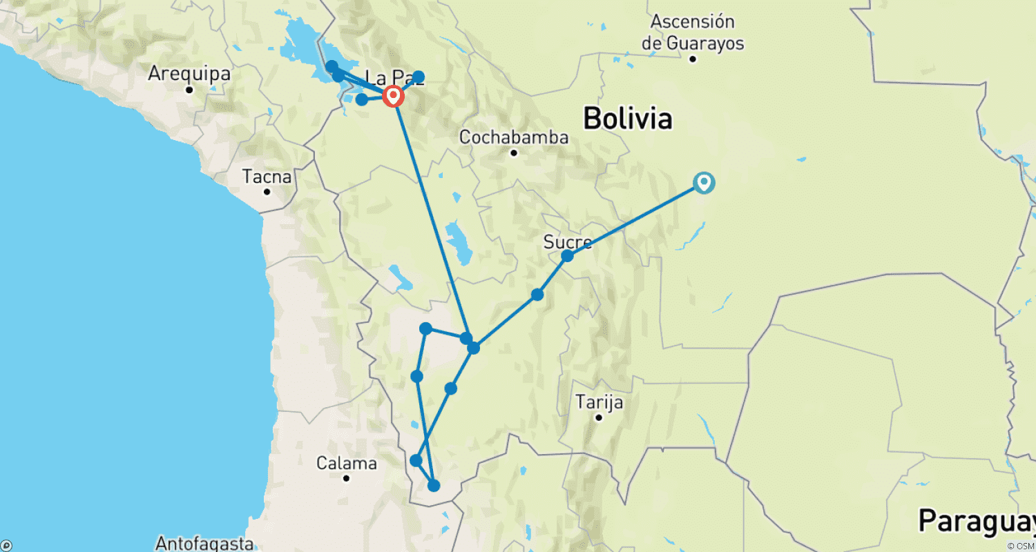 Mapa trasy: Aktywna Boliwia