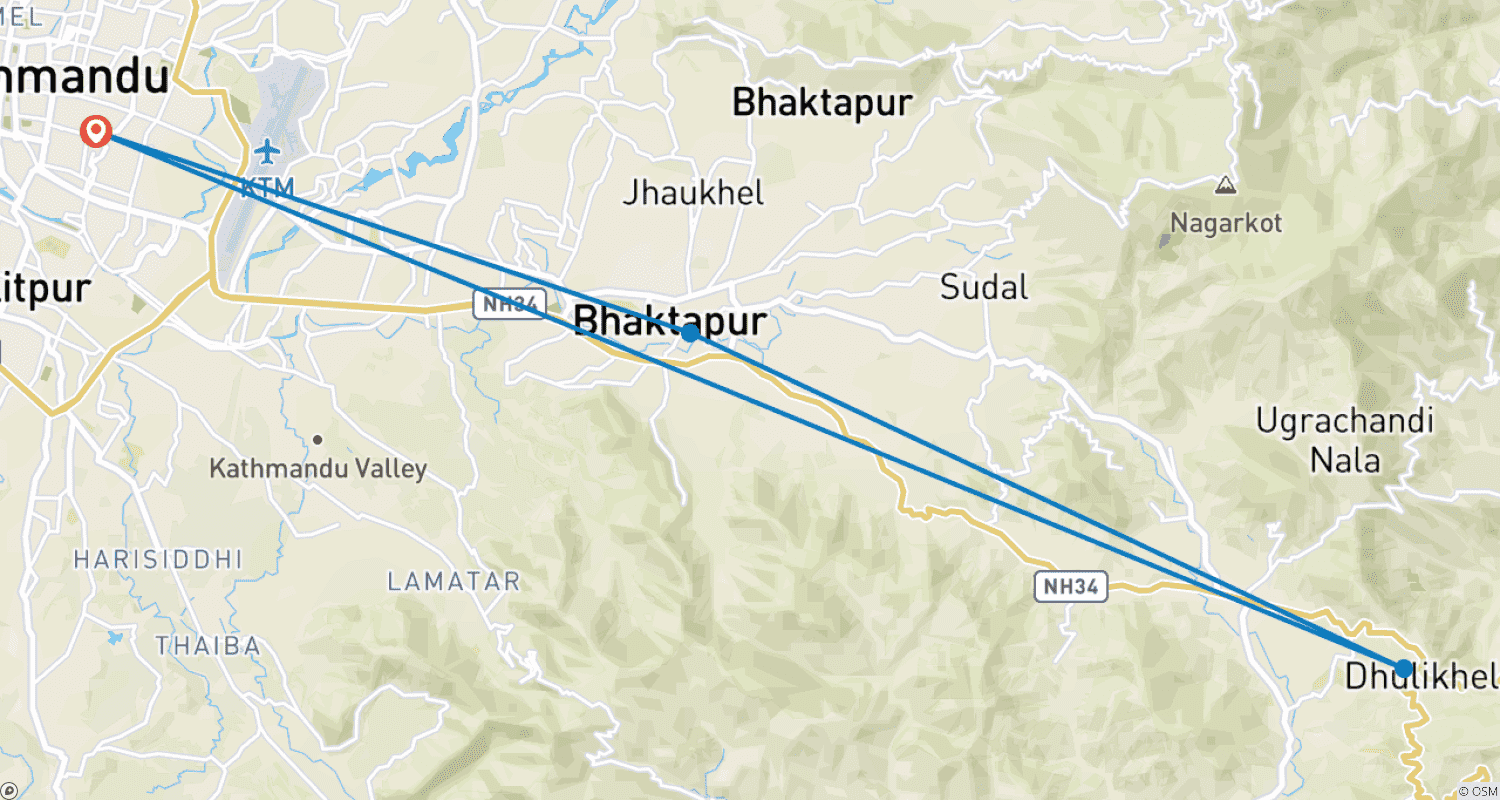 Mapa do percurso de Everest View Motorbike Tour -6 Days
