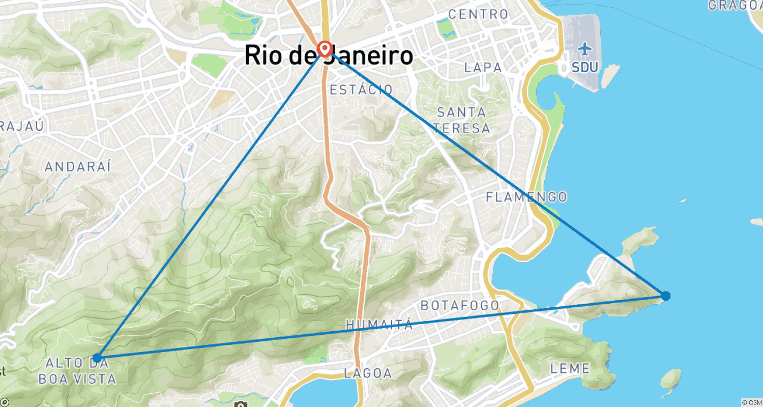Mapa do percurso de Experiência Completa do Carnaval do Brasil 4D/3N (Rio de Janeiro)