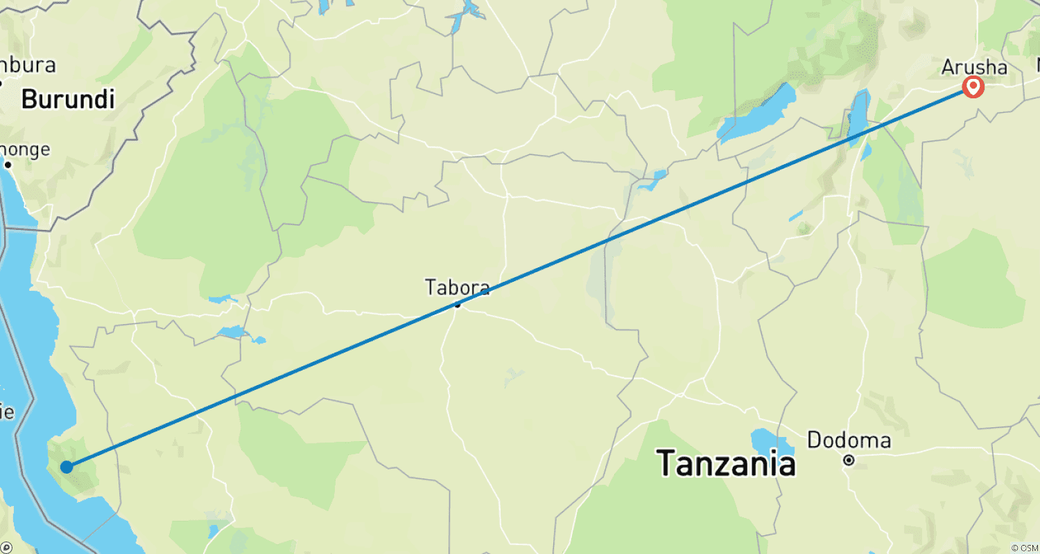 Mapa trasy: 4 Dni Śledzenia Szympansów w Mahale