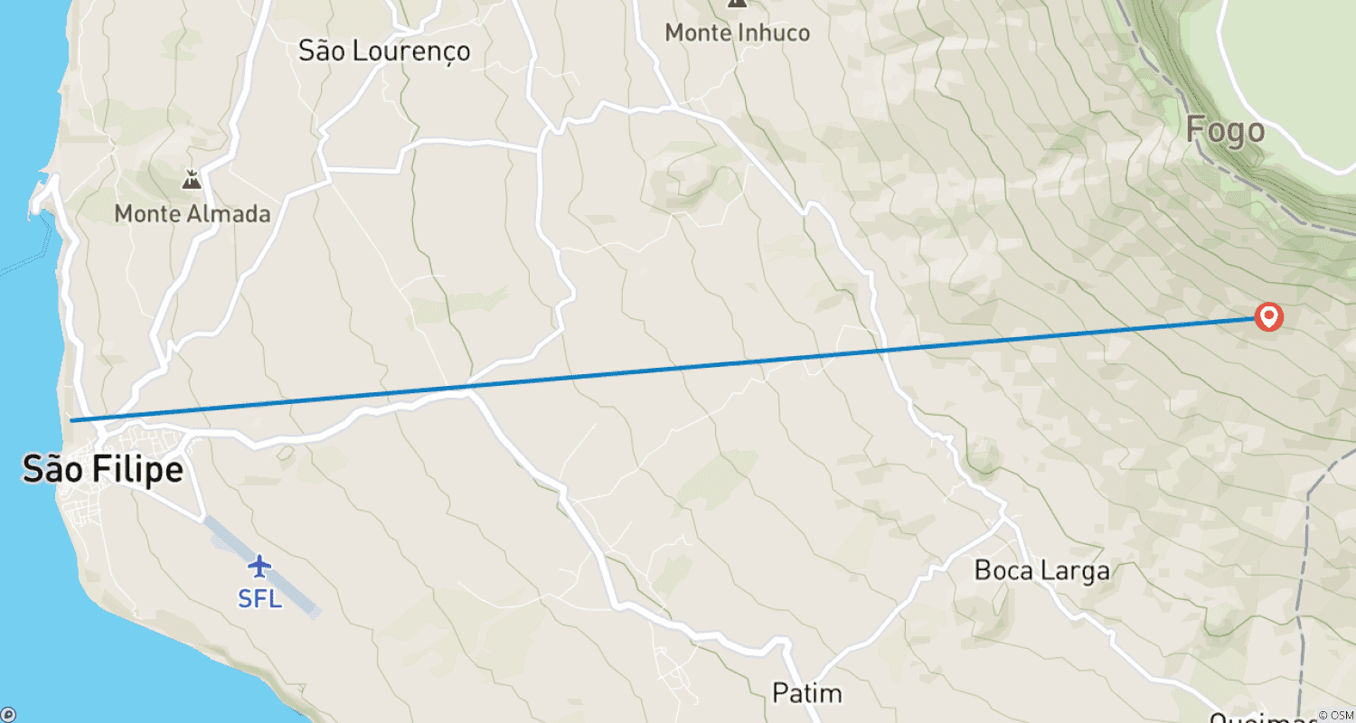 Mapa do percurso de O Melhor da Ilha do Fogo: Caminhada e Descoberta, 4 Dias 3 Noites
