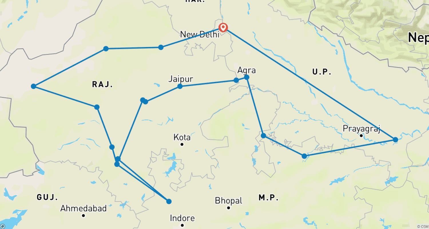 Mapa trasy: Iconic North India