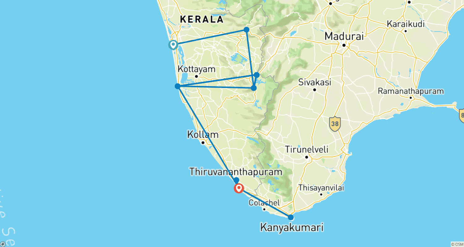 Mapa trasy: Alappuzha with Kerala