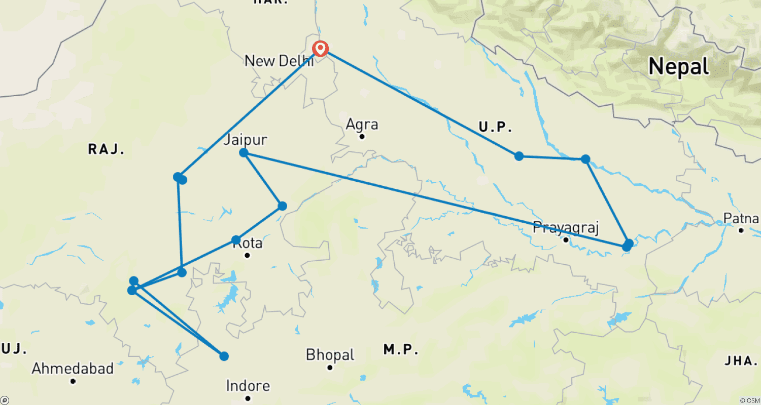 Mapa trasy: Niesamowite Indie z Ayodhya