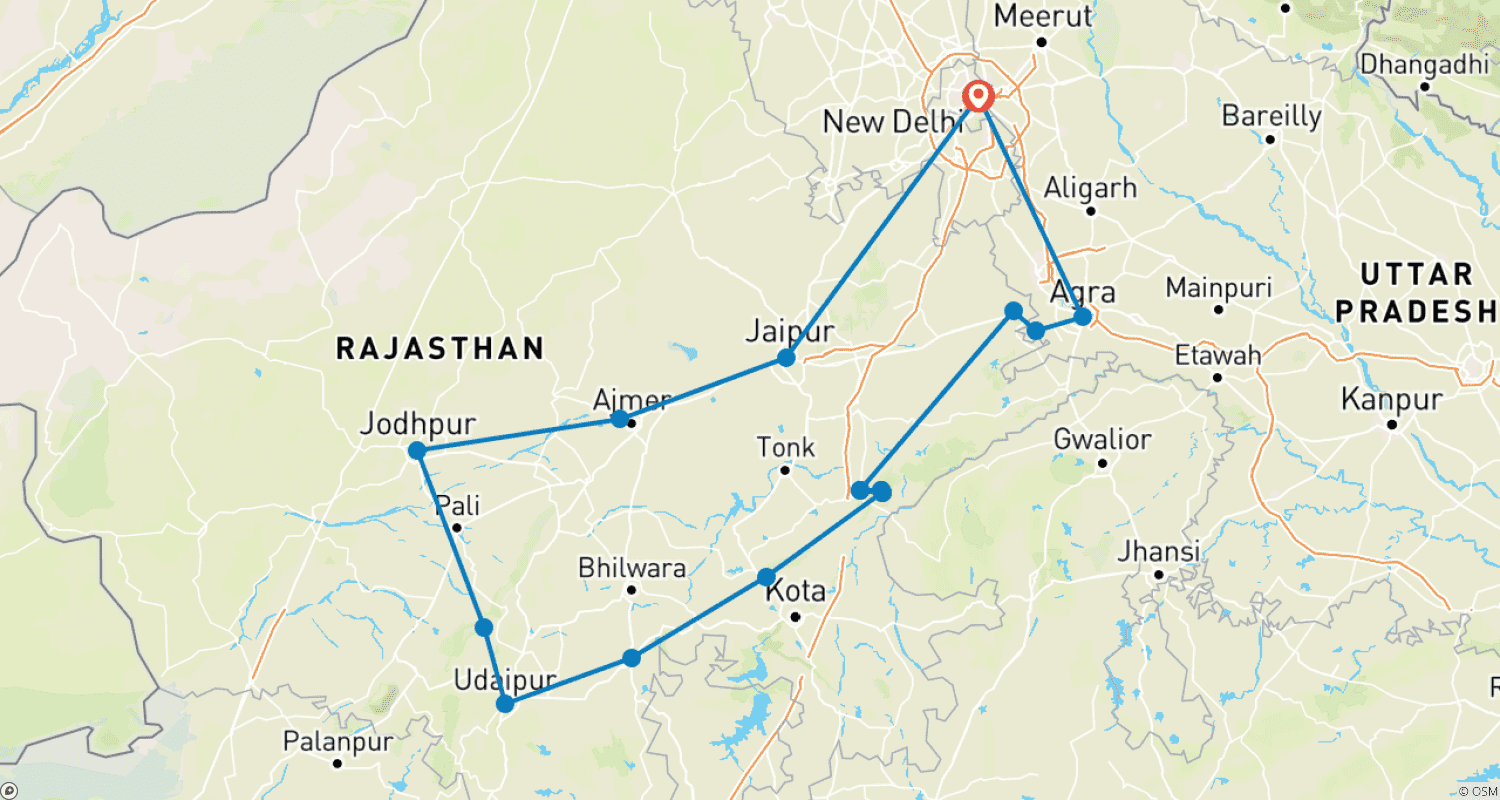 Mapa trasy: Historical Rajasthan
