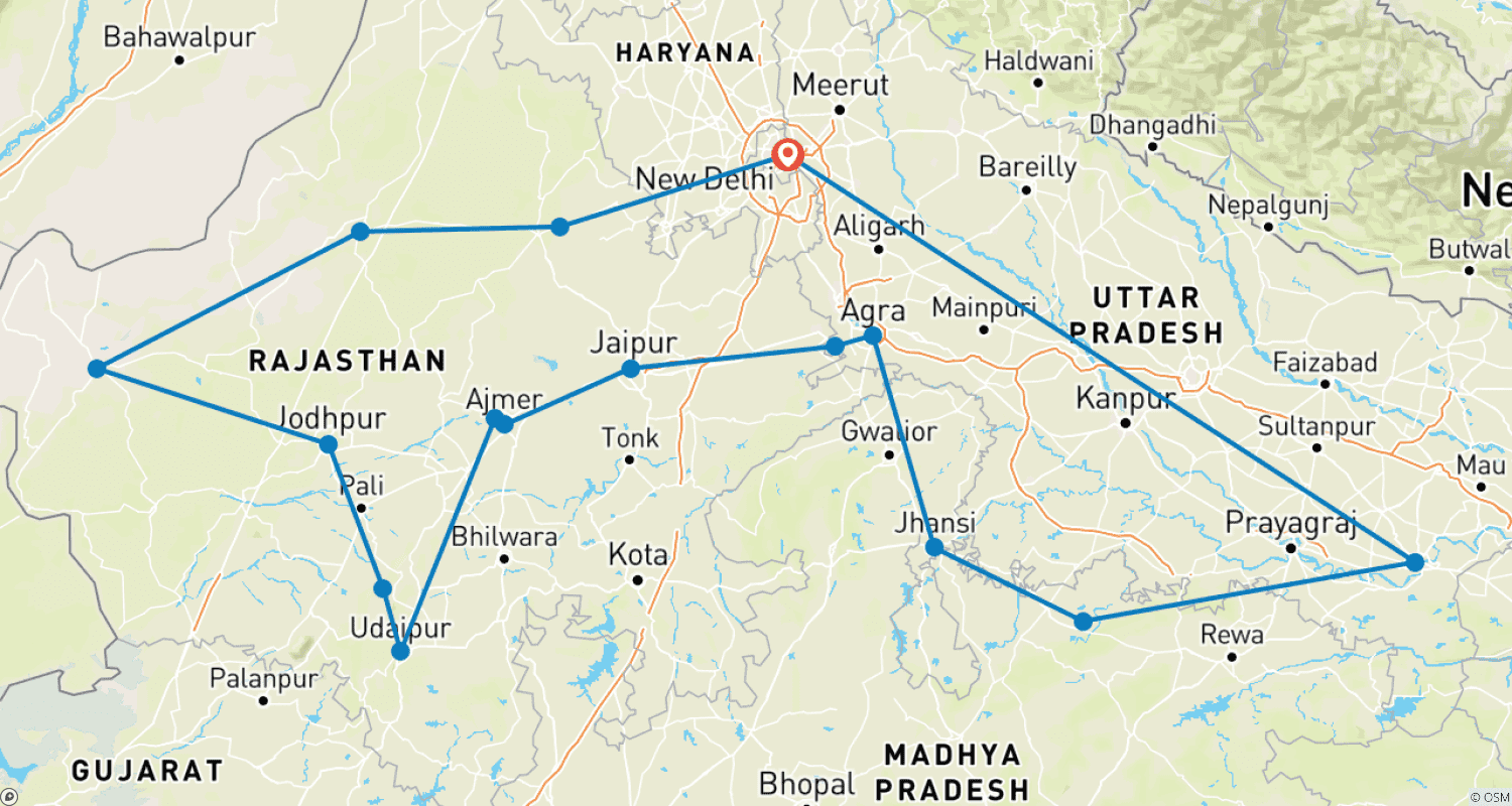 Mapa trasy: North India Experience