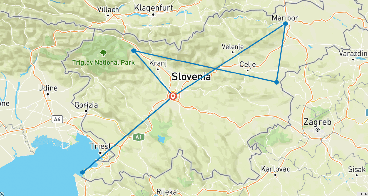 Mapa do percurso de ESLOVÊNIA - Verde, Ativa, Saudável