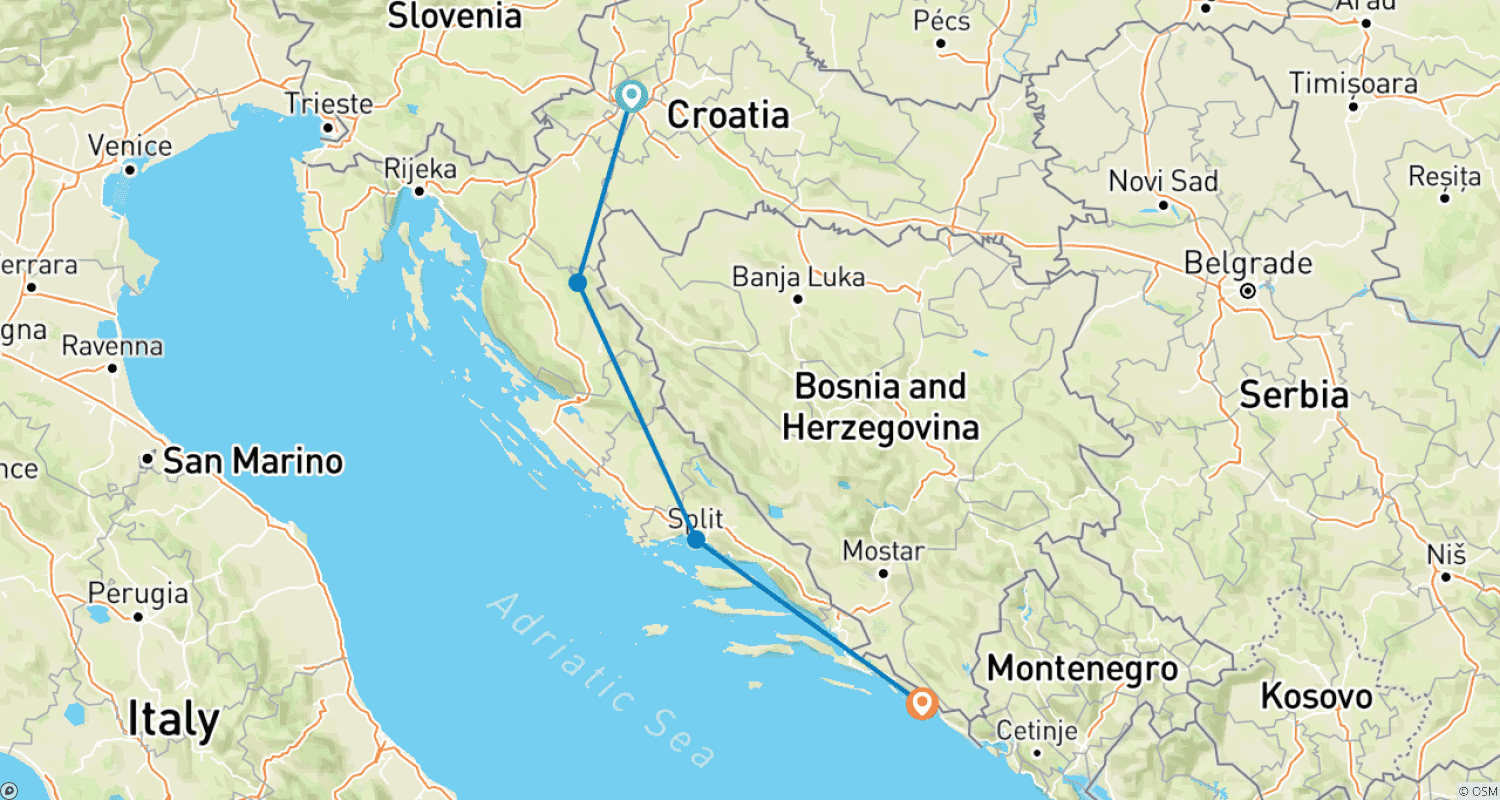 Mapa trasy: Prawdziwa Chorwacja