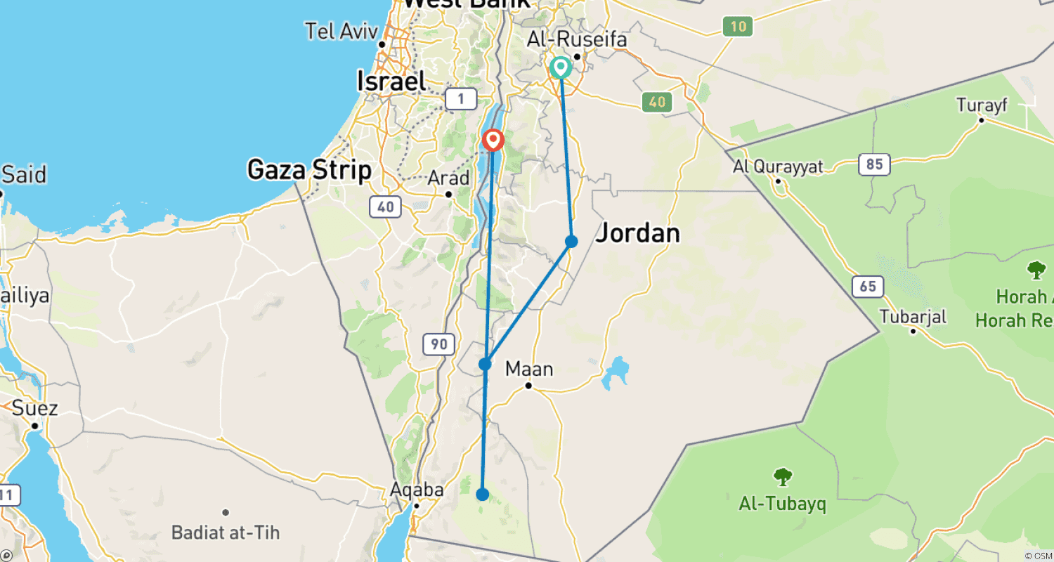Mapa trasy: Letnia Przygoda w Jordanii
