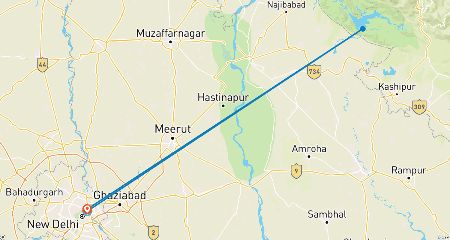 Mapa trasy: Pakiet podróżny do Parku Narodowego Jim Corbett