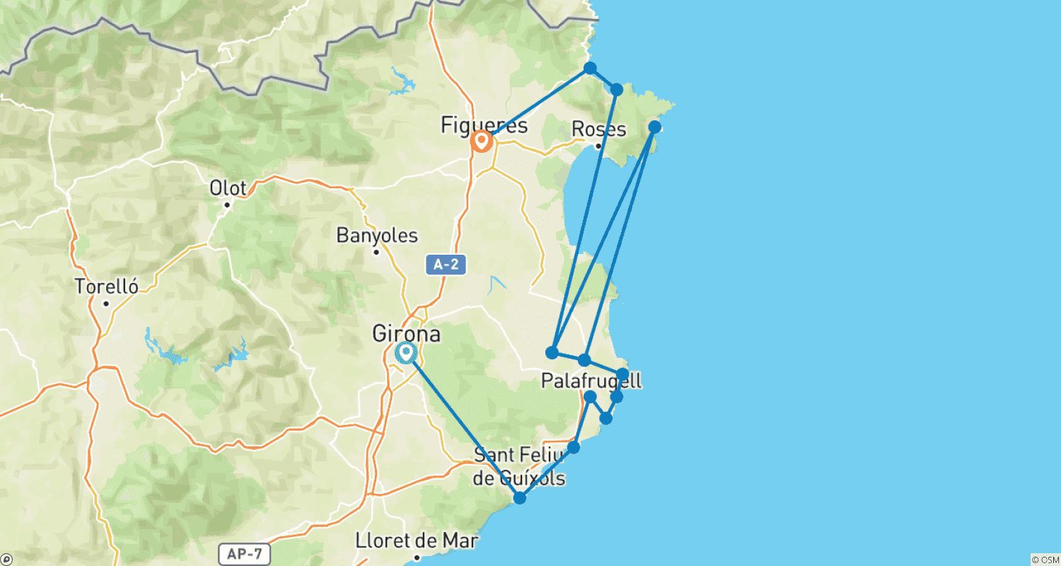 Hiking The Wild Catalan Coastのルートマップ