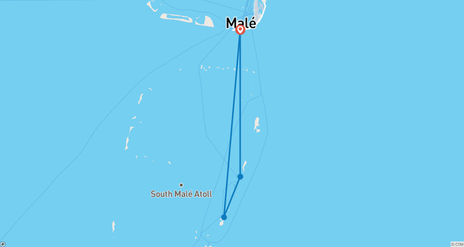 Mapa do percurso de Melhor Tour Familiar de 5 Dias nas Maldivas, Personalizado, Partida Diária e Guia Privado