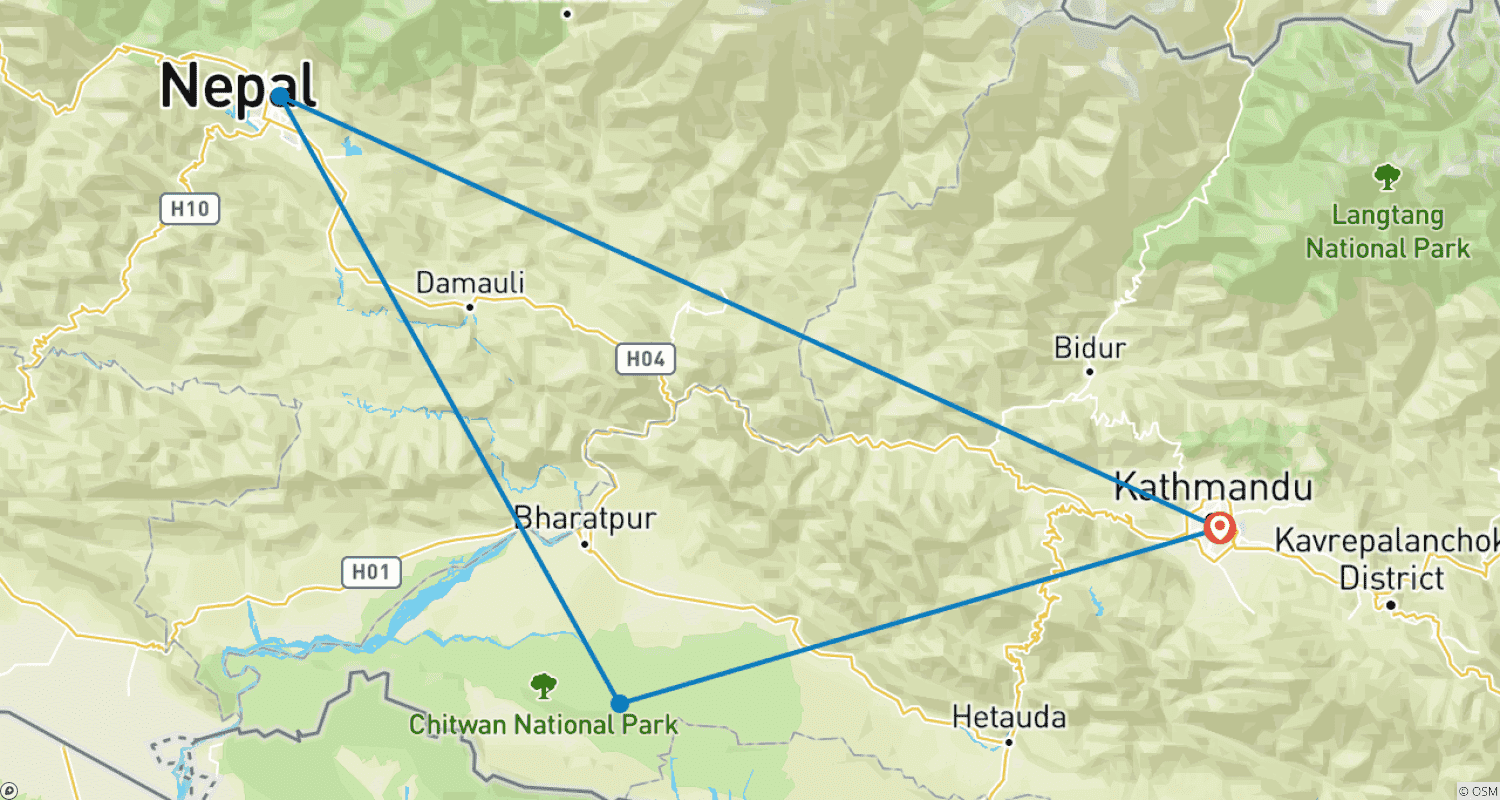 Mapa trasy: Wycieczka w małej grupie - Nepal