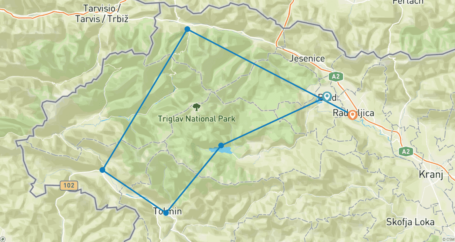 Mapa trasy: Juliana Biking Tour | Bikepacking po Alpach Julijskich