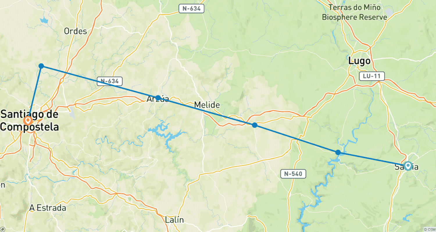Mapa trasy: Przejdź Camino de Santiago