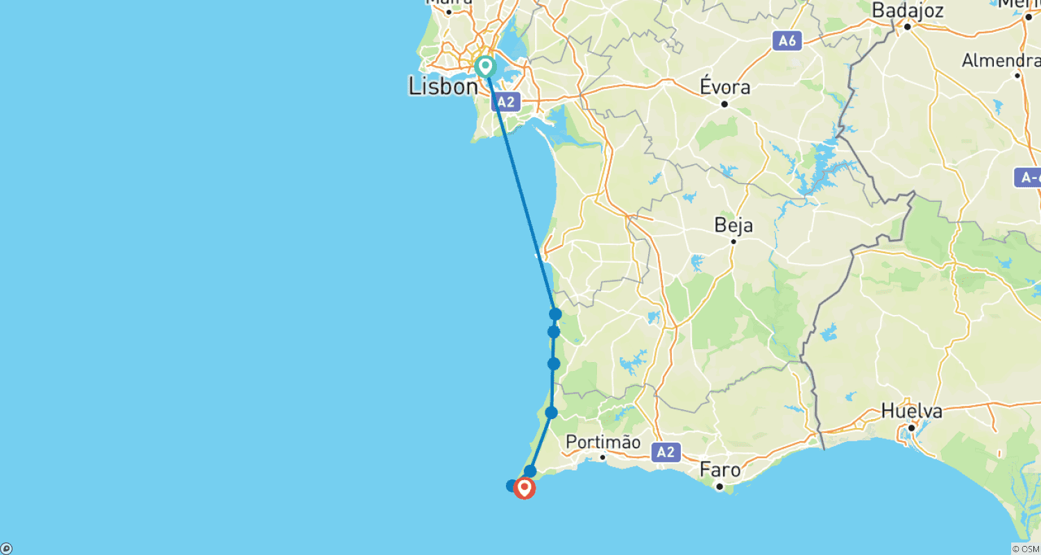 ポルトガルのRota Vicentinaをハイキングのルートマップ