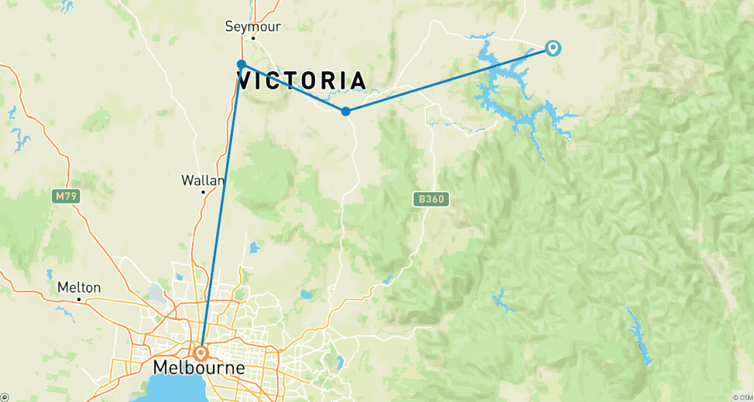 خريطة مسار جولة Tour de Great Victorian Rail Trail ذاتية التوجيه