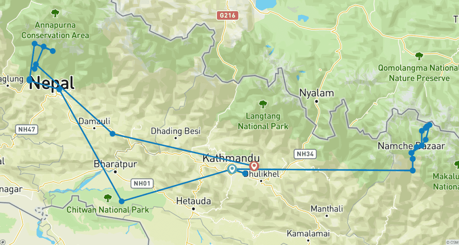 Mapa trasy: Trek N Wild Nepal