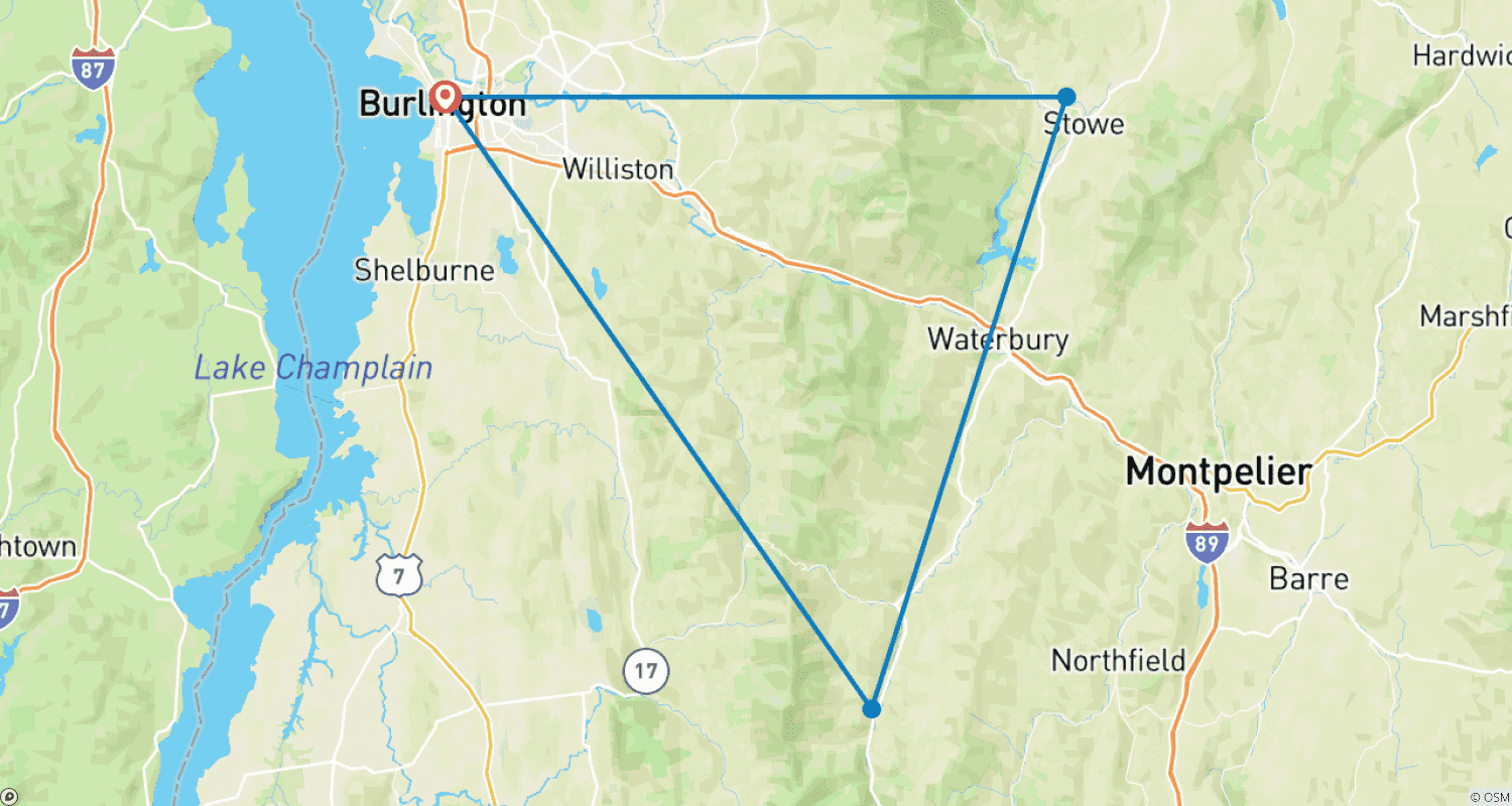 Mapa trasy: Jesienna wędrówka po Vermont