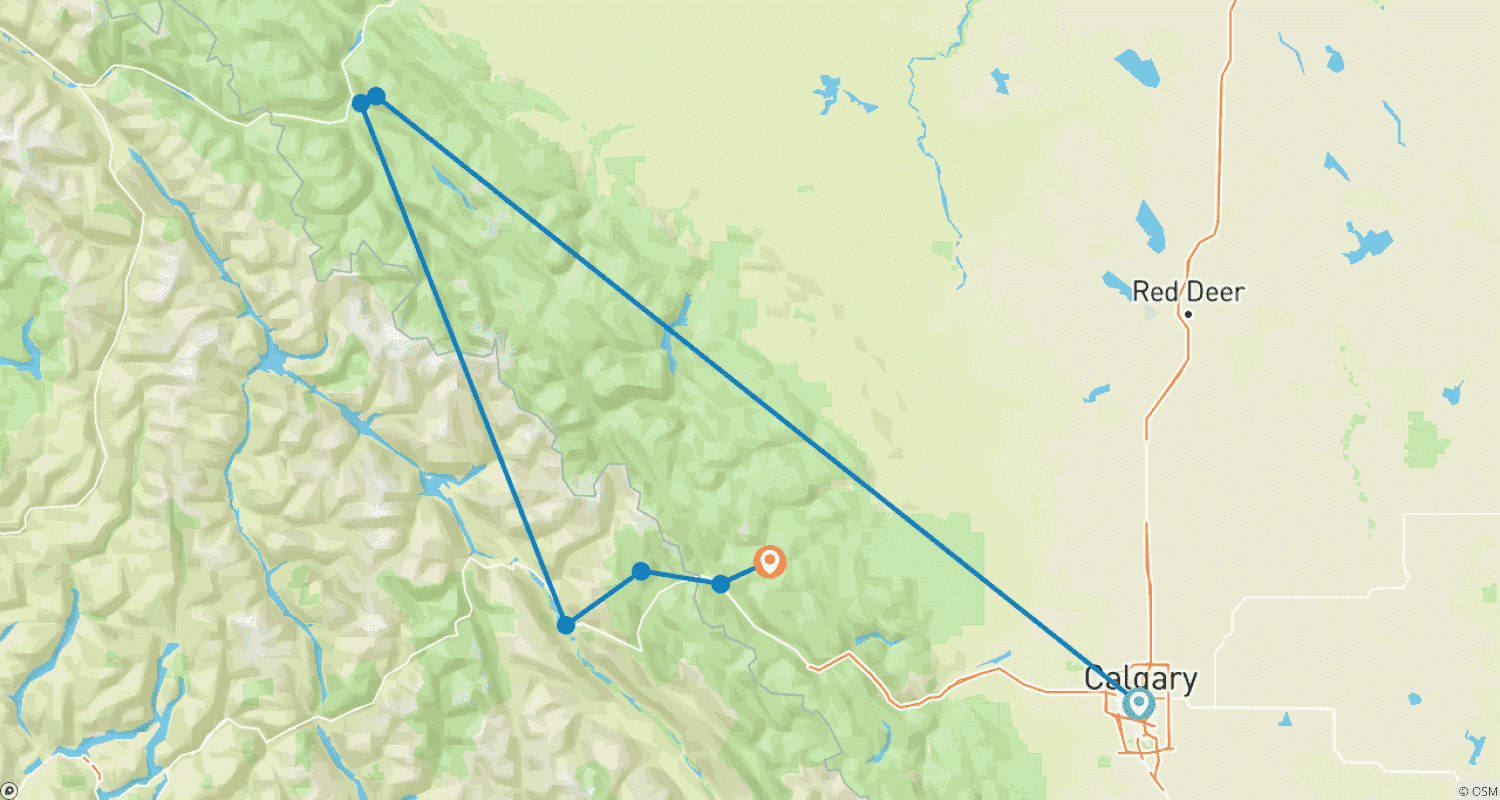 Mapa do percurso de Descubra as Montanhas Rochosas Canadenses