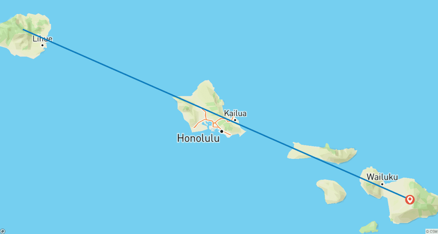 Mapa do percurso de Havaí – Aventura nas Ilhas de Kauai e Maui