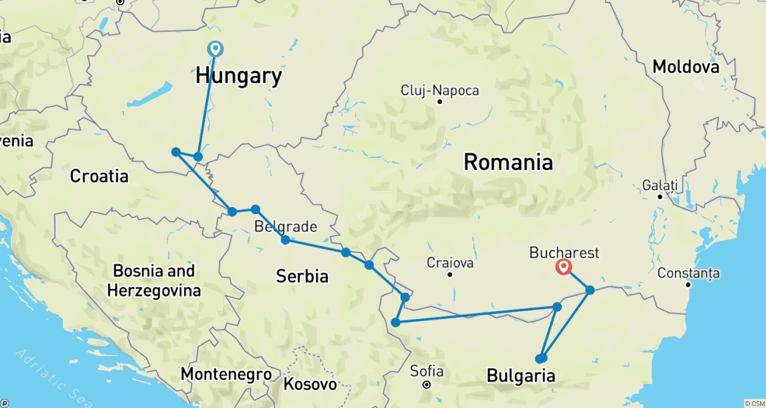 Mapa trasy: Odkrycie Bałkanów