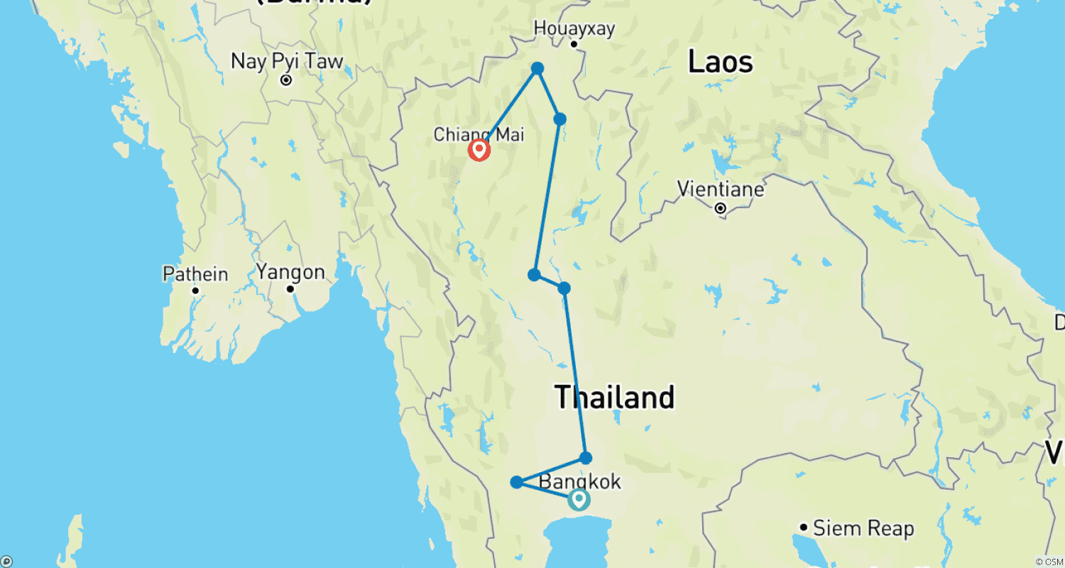 Mapa trasy: Charming Thailand (4 Star Hotels)