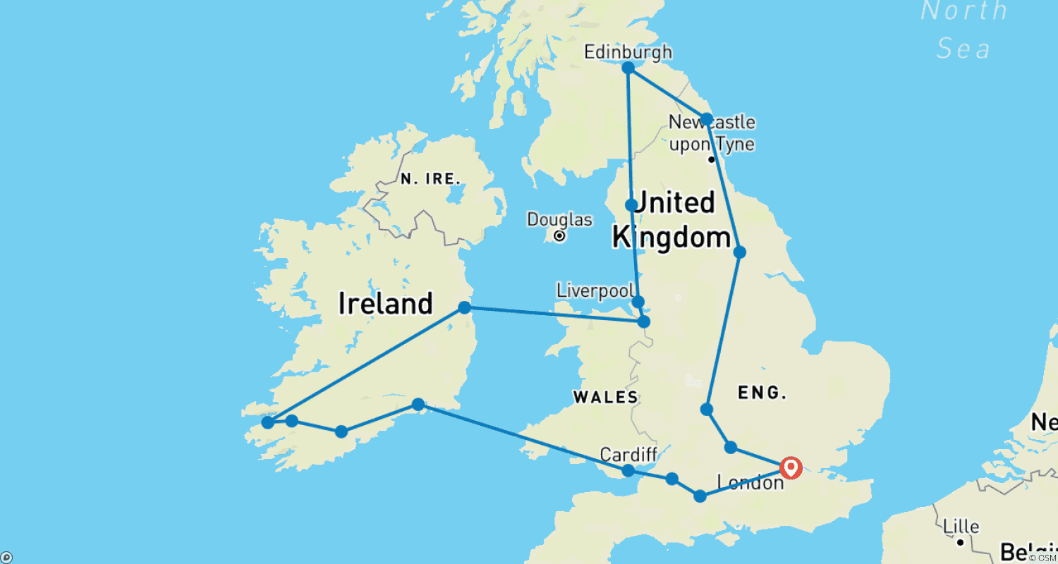 イギリスとアイルランドの驚異 - シグネチャーのルートマップ