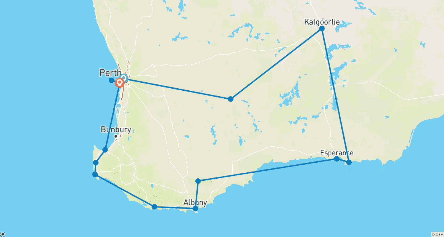 Mapa trasy: Ucieczka na Południowy Zachód