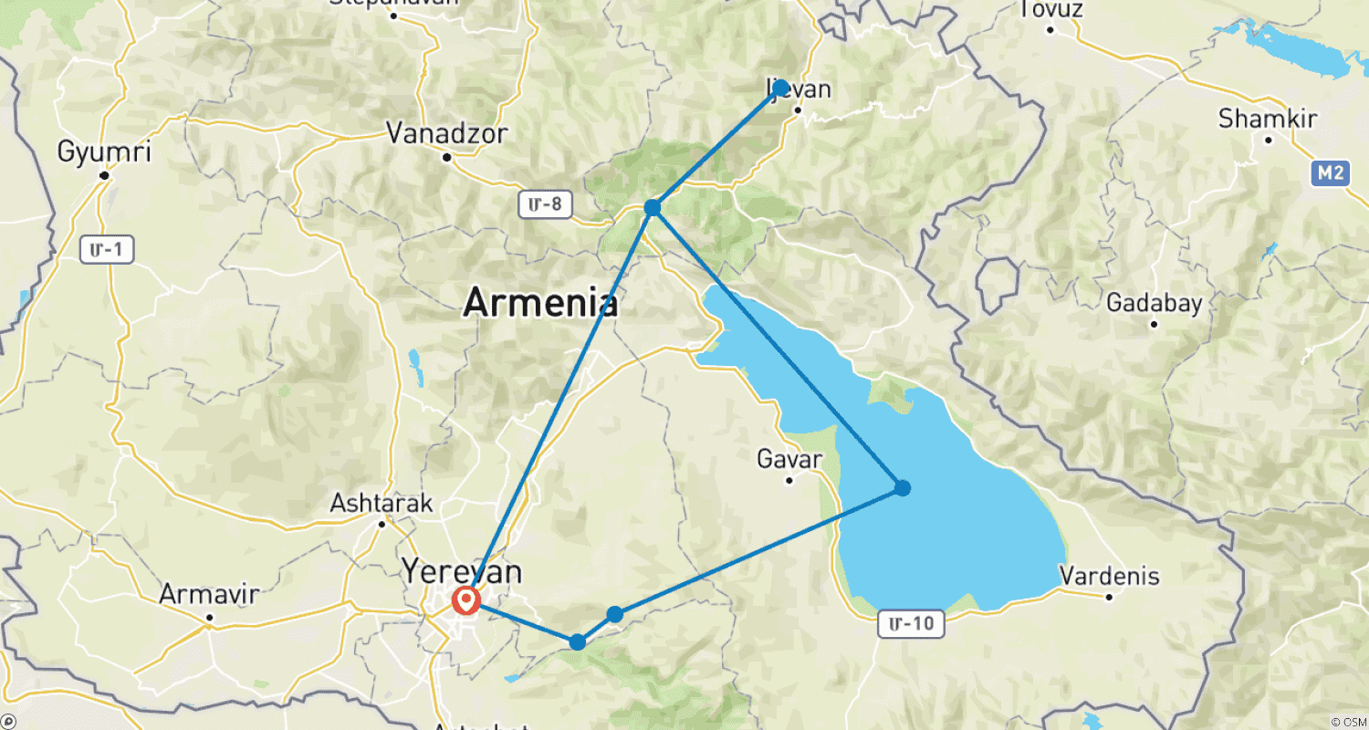 Mapa do percurso de ARMÊNIA - Viagem Para Jovens Aventureiros
