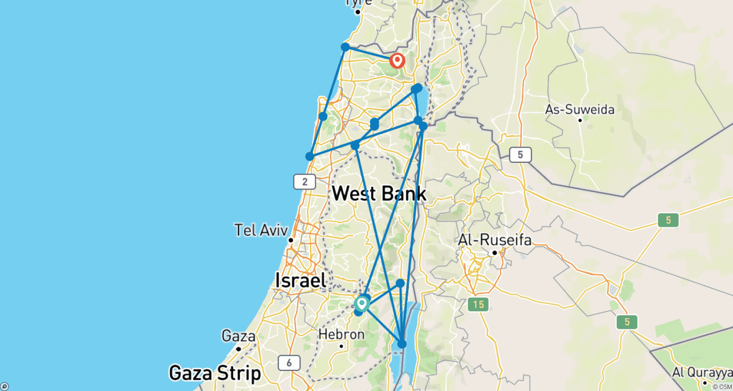 Mapa do percurso de Christian Classics 6 days (2+Travelers, 4* Hotel)