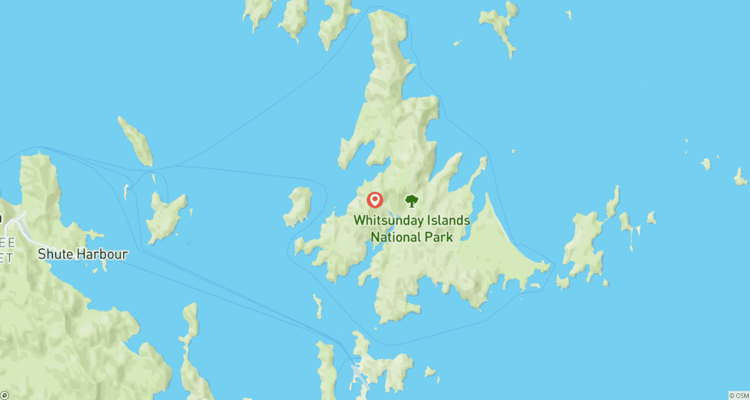 Mapa trasy: Transfer na kemping Whitehaven Beach