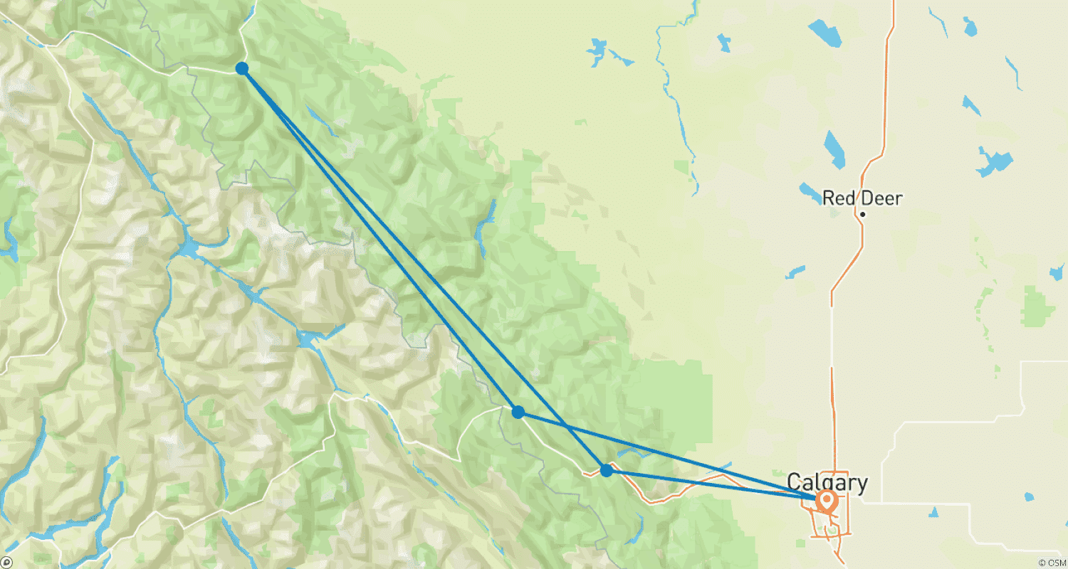 Mapa do percurso de Pacote de Férias de 5 Dias: Experiência Fairmont de Inverno