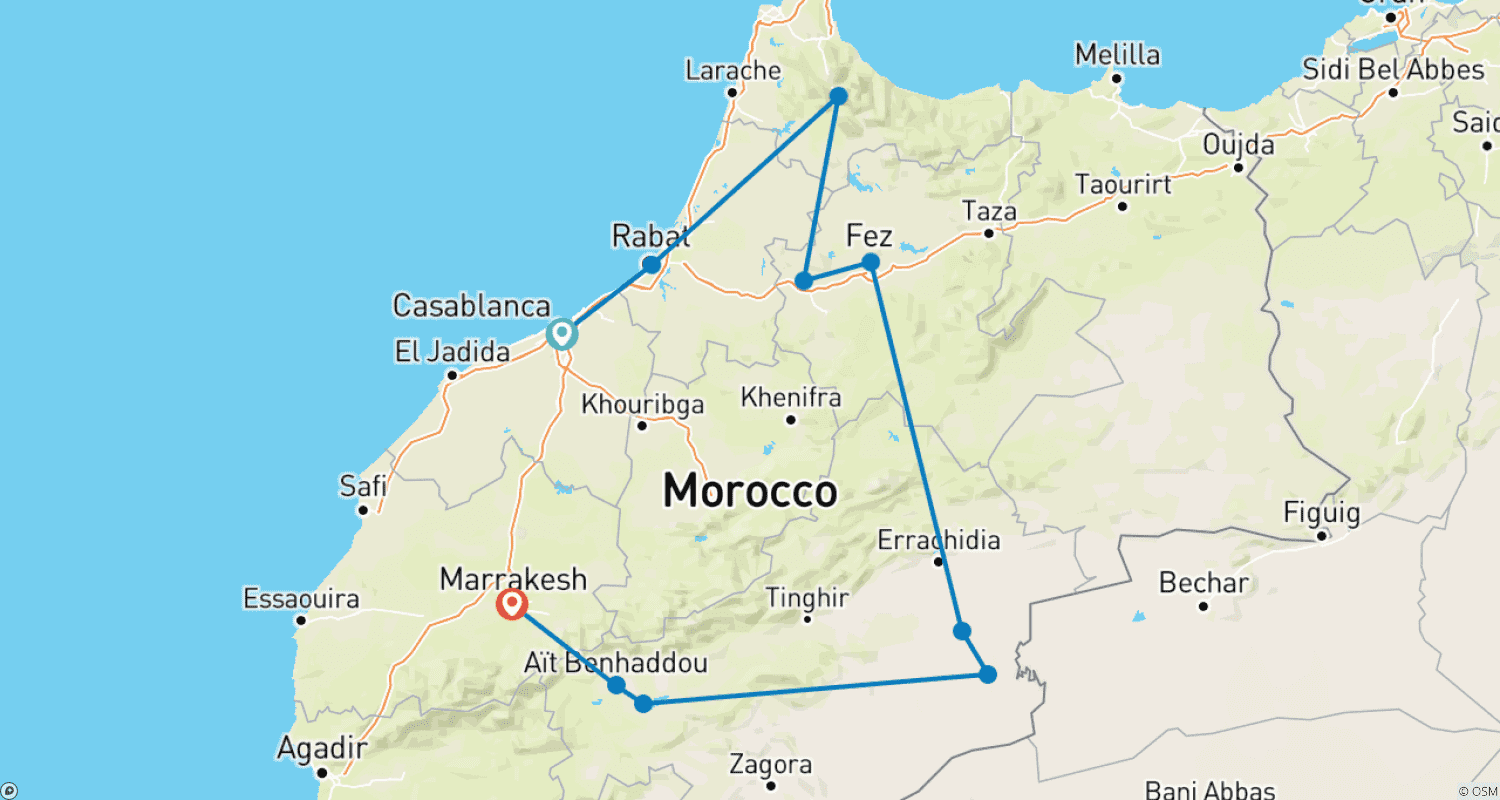 خريطة مسار مذاق المغرب الفاخر (قابل للتخصيص)