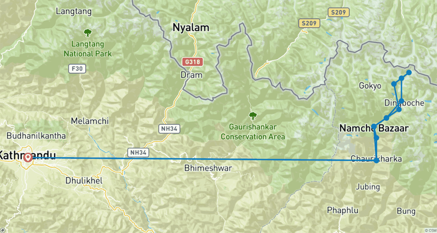 Mapa trasy: Trekking do Bazy pod Everestem