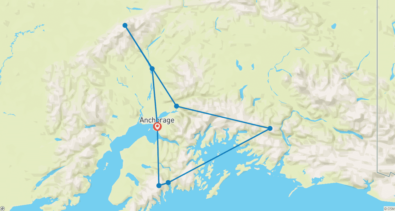Mapa trasy: Alaska: Wędrówki, Rower i Kajak