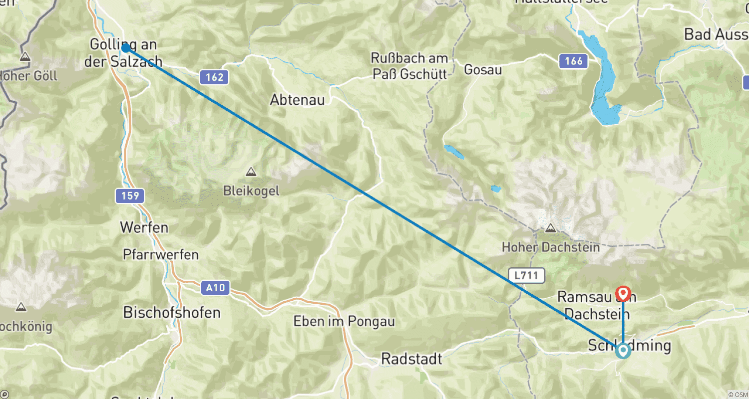 Schladminger Tauern 高山トレイル（7日間）のルートマップ