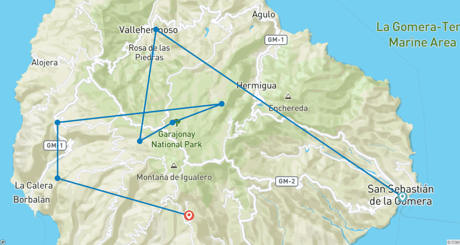 Mapa trasy: La Gomera - Wędrówka po klejnocie Wysp Kanaryjskich (8 dni)