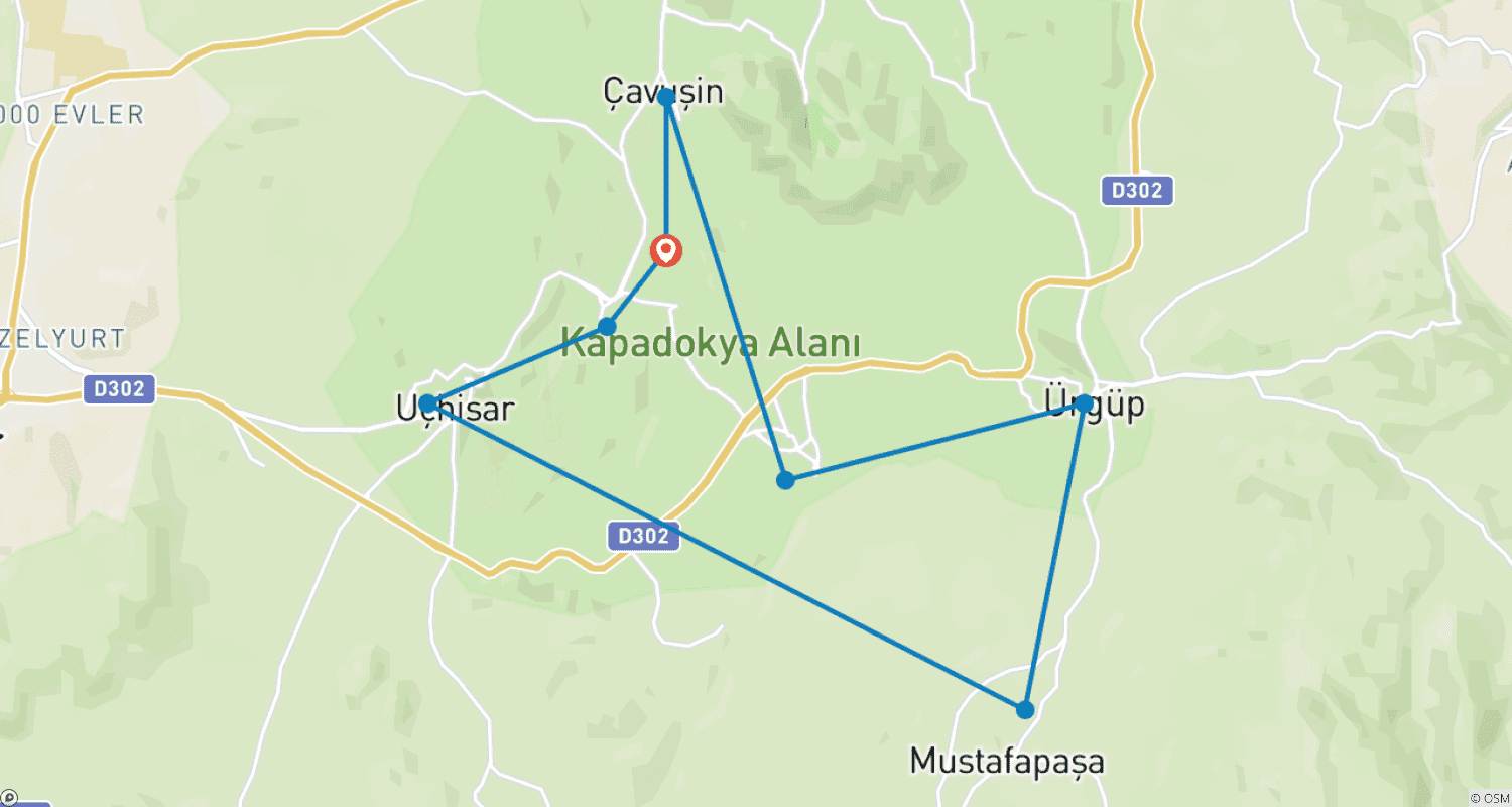 Mapa trasy: 7 Days Cappadocia Adventure Bike Tour