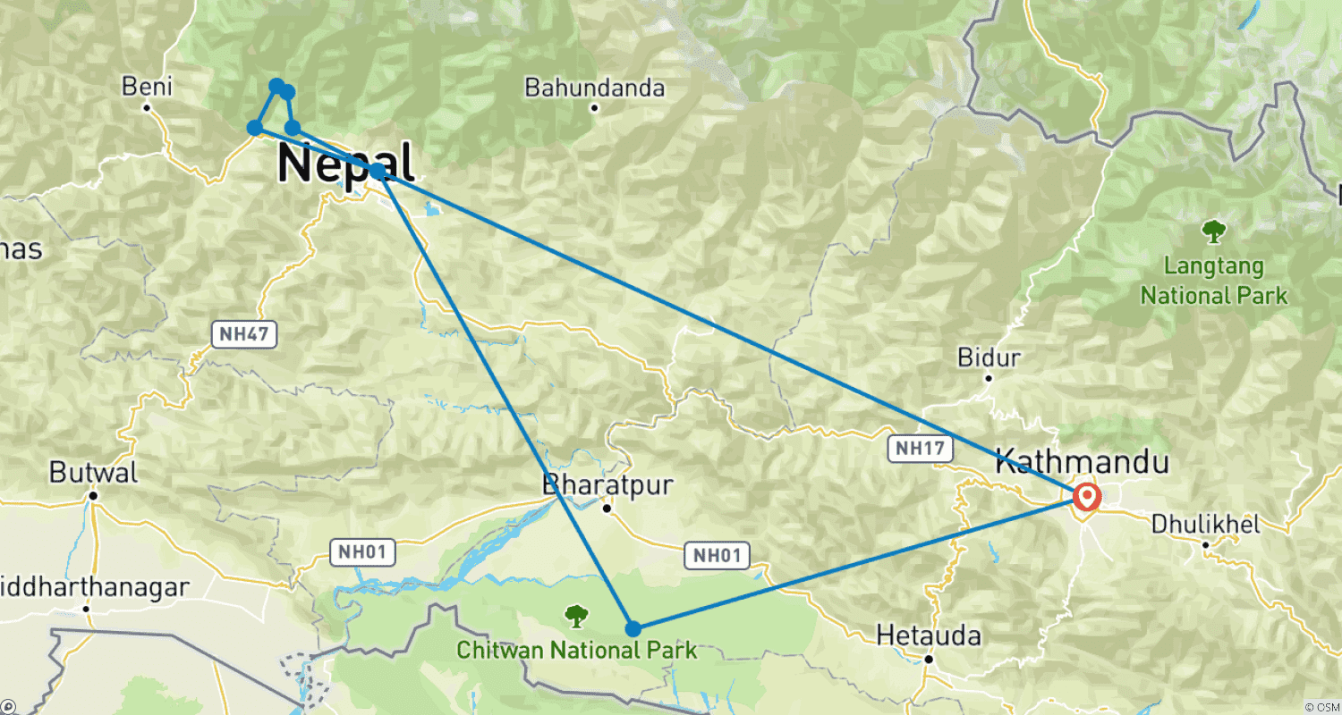 خريطة مسار Annapurna Family Trekking in comfort