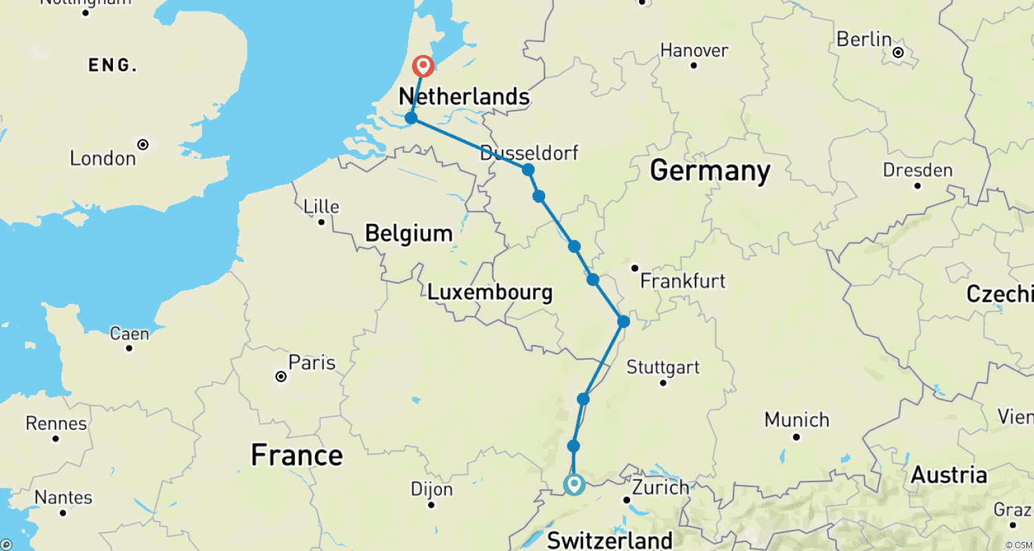 خريطة مسار Christmas on the Rhine Basel to Amsterdam