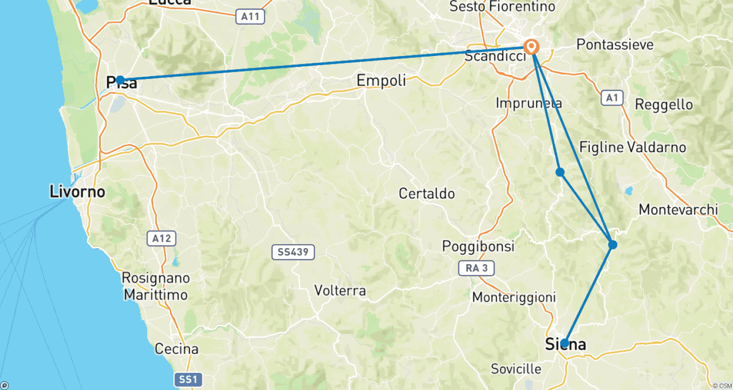 خريطة مسار Tuscany Escape, Semi-Private Tour