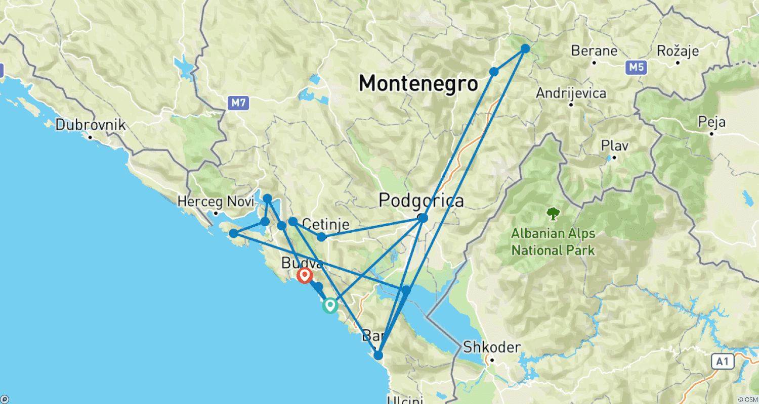 Montenegro: Highlightsのルートマップ
