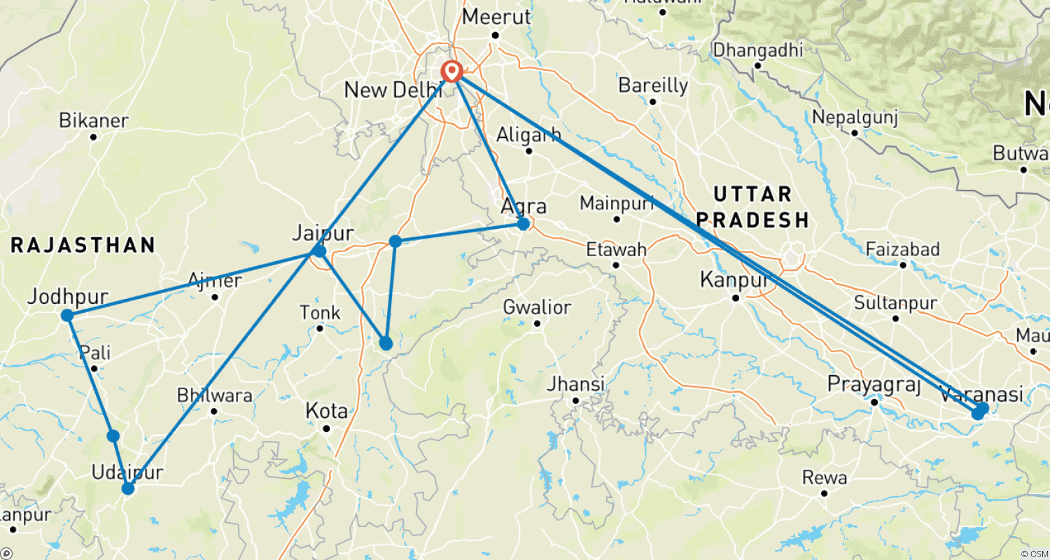 Mapa trasy: Indie: Z klasą