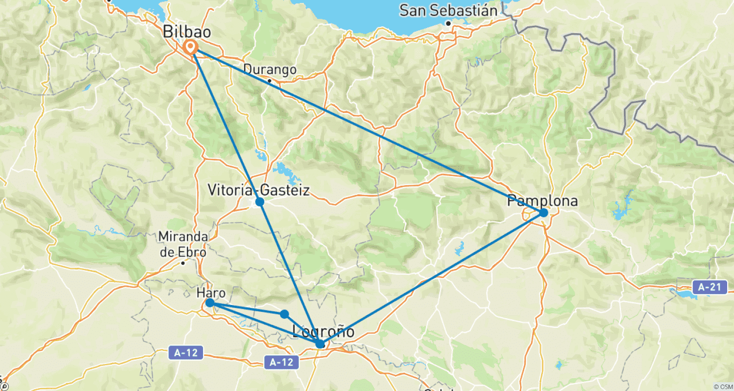 Mapa do percurso de A Porta do Norte, Auto-Condução