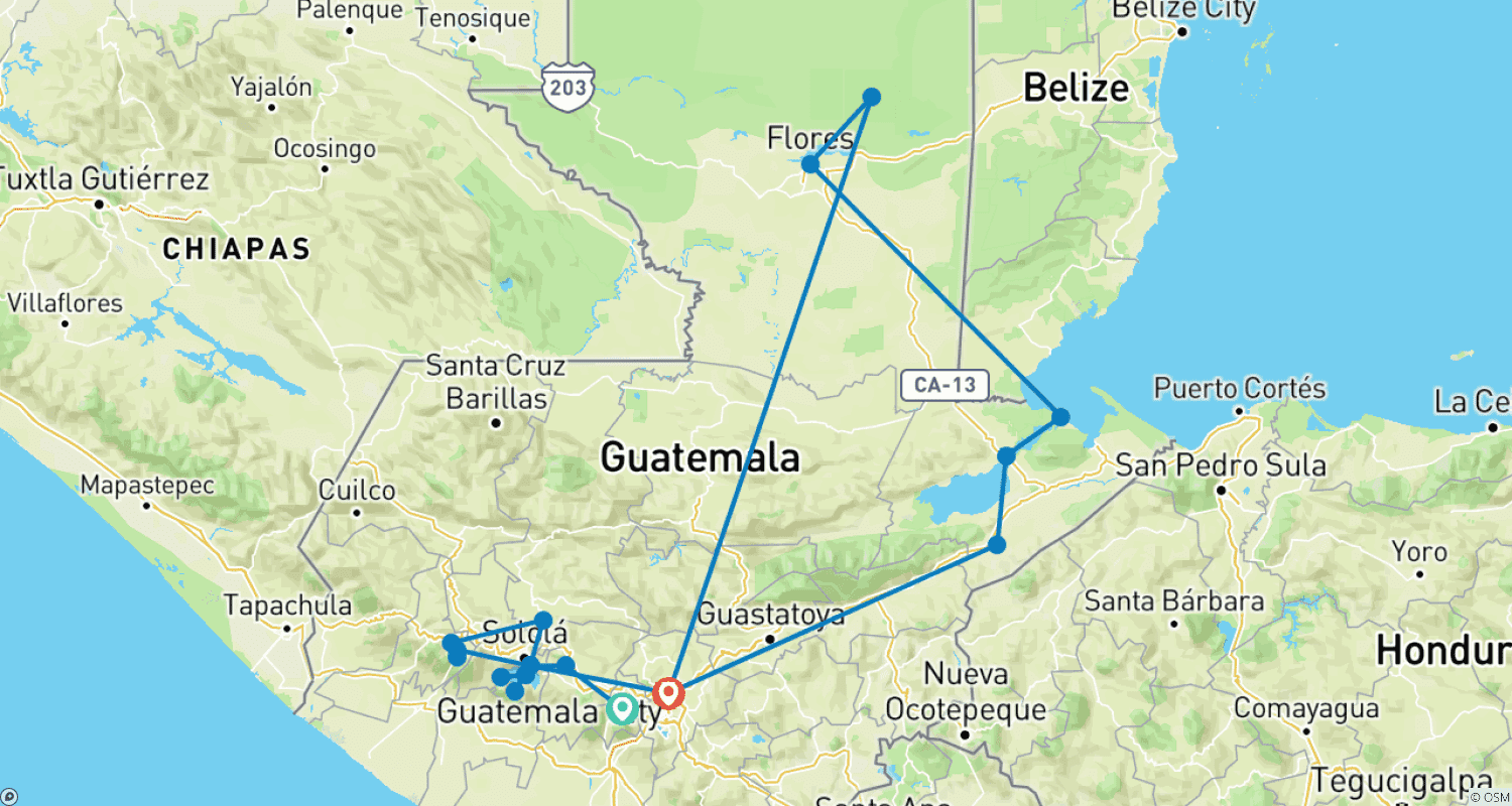 Mapa trasy: Gwatemala do odkrycia
