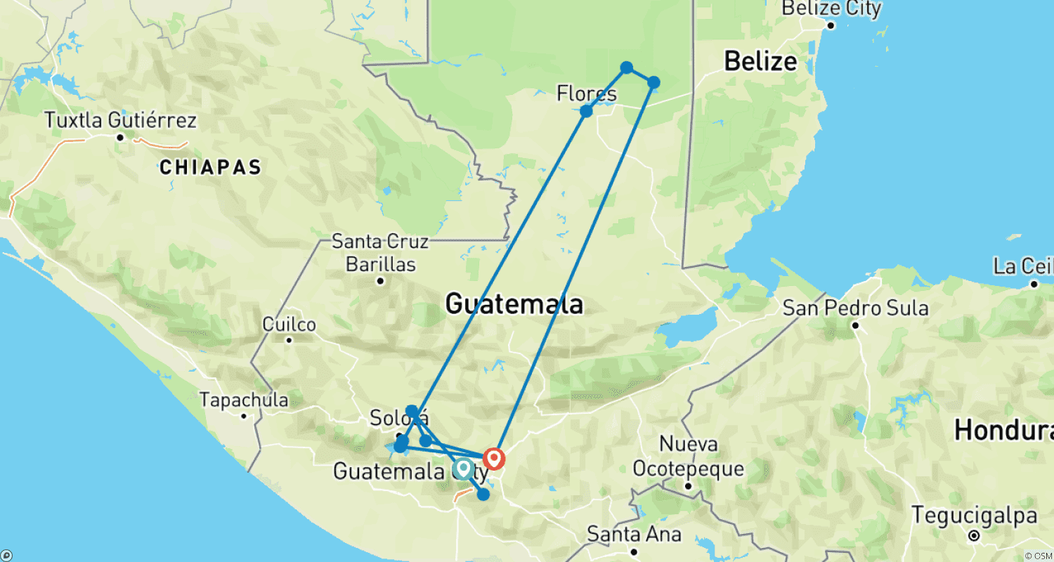 Mapa do percurso de O Melhor da Guatemala