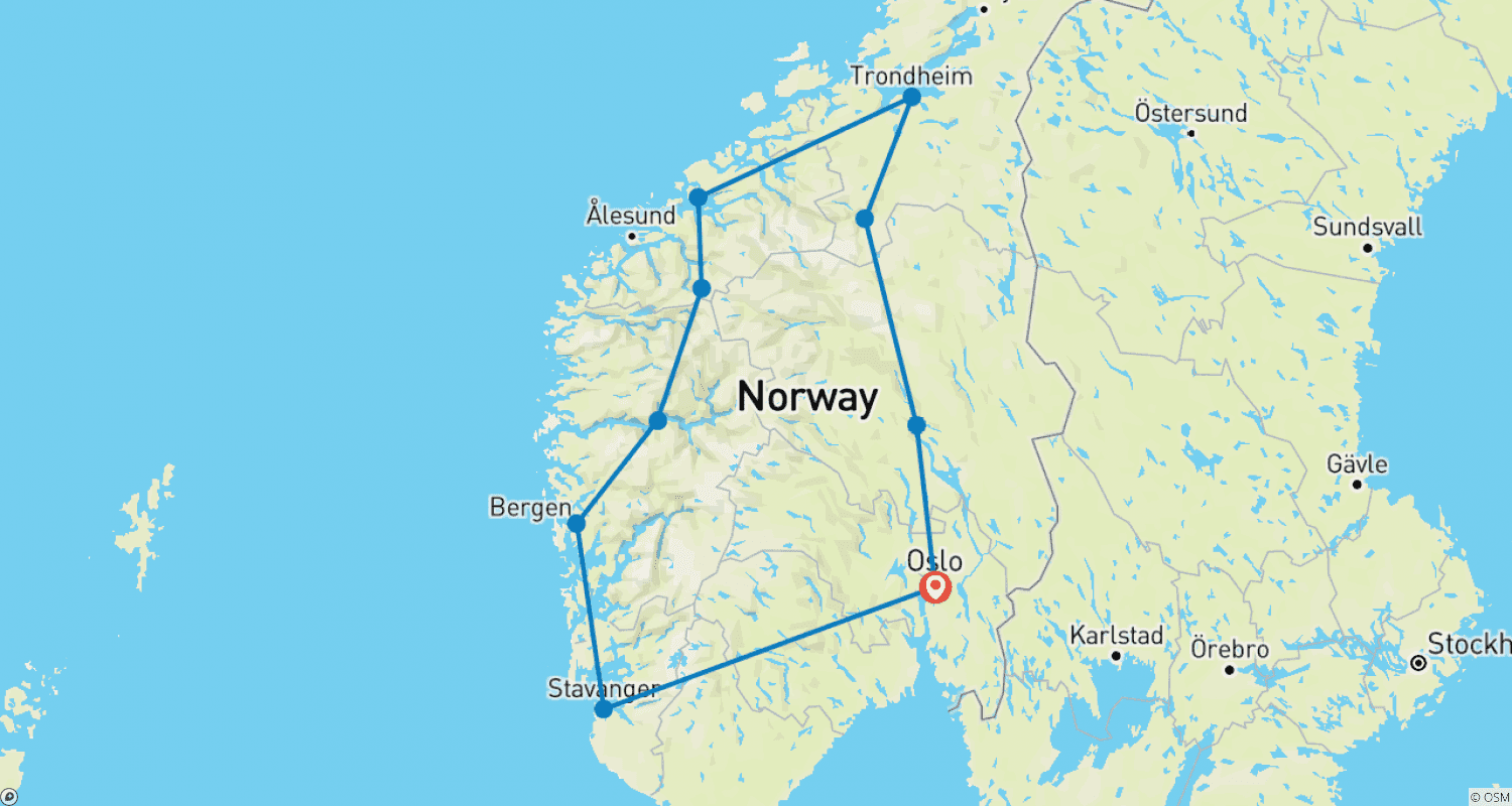 خريطة مسار Natural spectacles of Norway (11 days)
